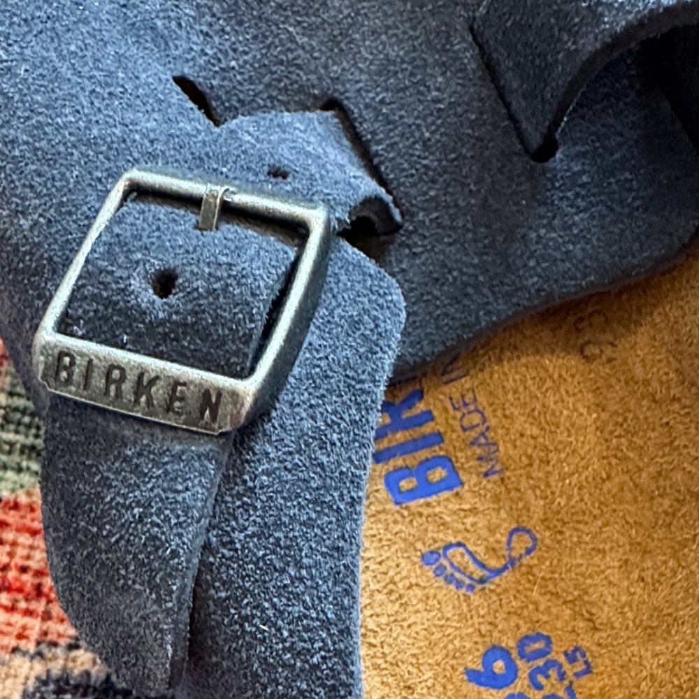 Birkenstock Blue Suede Clogs - Picture 2 of 5